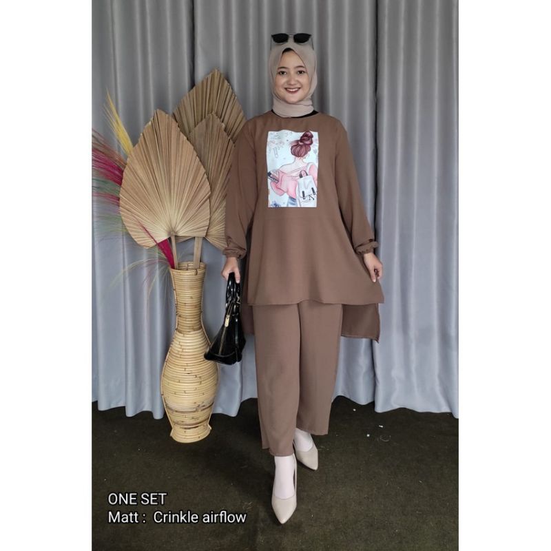 ZIVA SET/SETELAN SABLON CRINKLE/FREE BROSS