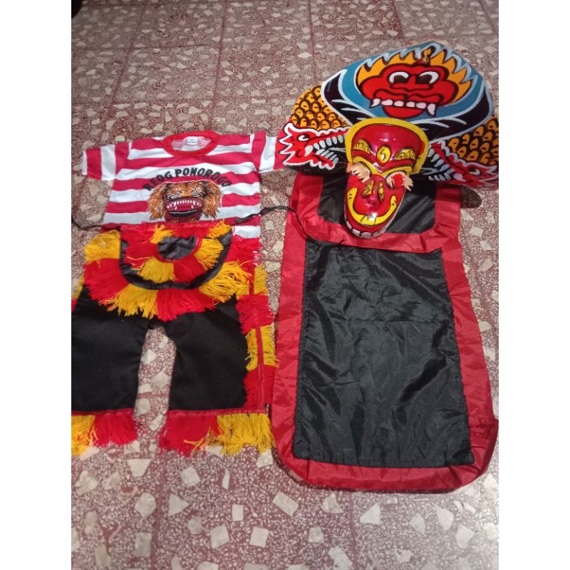 Barongan spon full set, caplokan spon, setelan baju reog