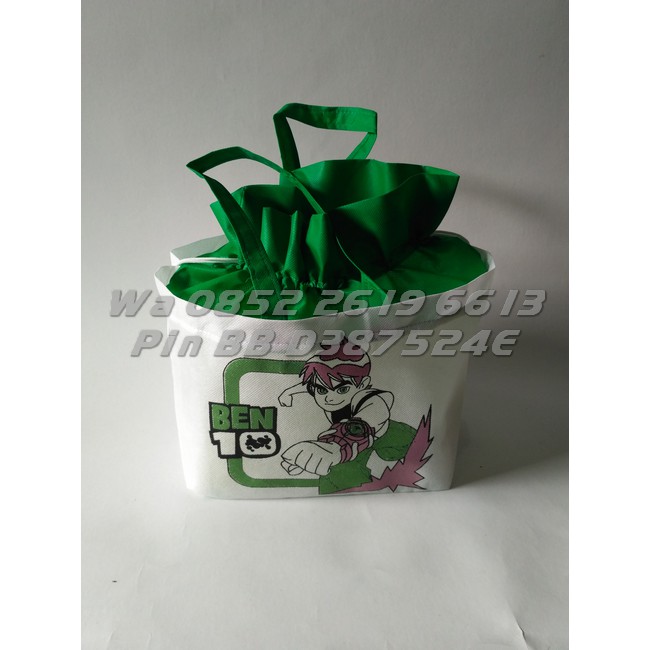 

Tas Ulang Tahun Anak Kartun BENTEN | Tas Serut Box Nasi Ukuran 20x20cm