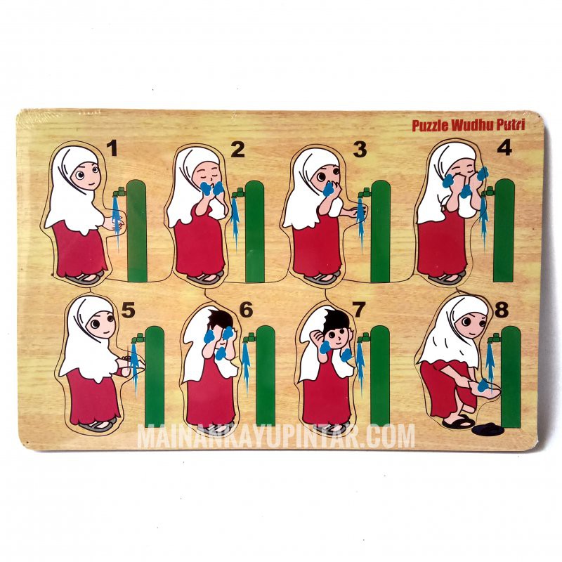 Mainan Kayu Pintar Buy 1 Get 1 Puzzle Kayu Sholat Putri (Free Puzzle Kayu Wudhu Putri)