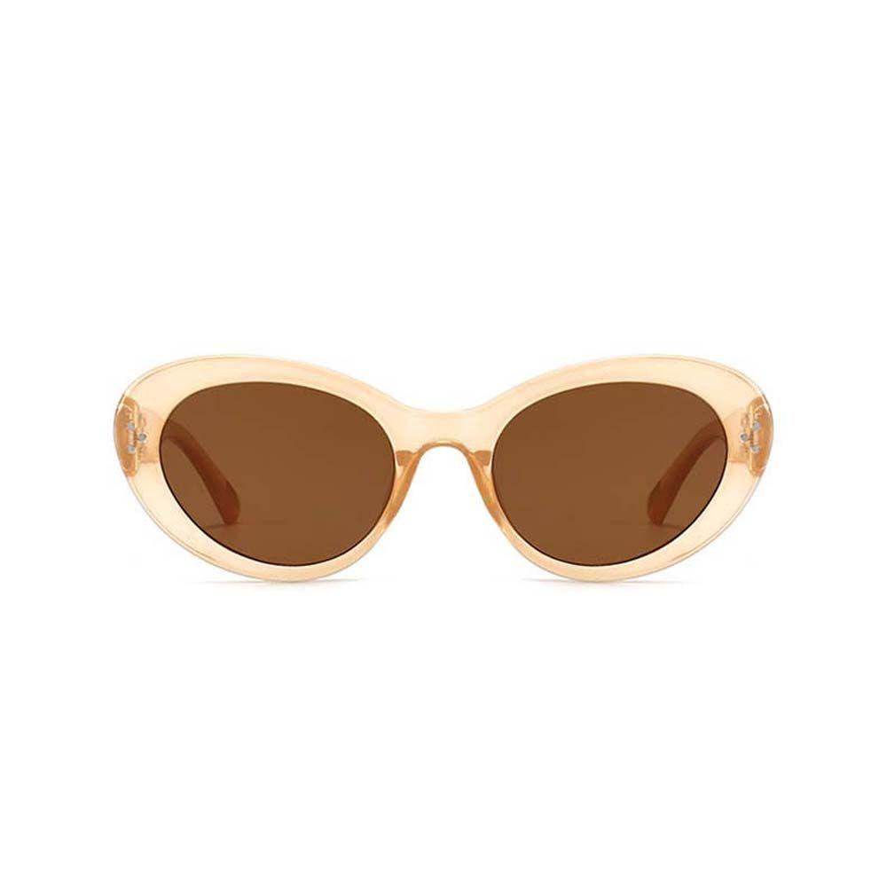 Mxbeauty Kacamata Oval Wanita Pria Vintage UV400 Frame Kecil Oval Bulat Kaca Mata Matahari