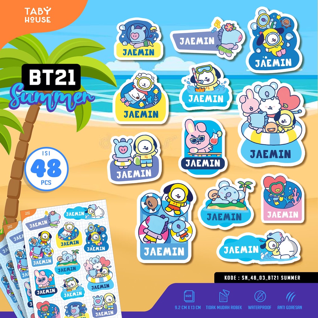 

Stiker nama BT21 SUMMER & DAILY isi 48