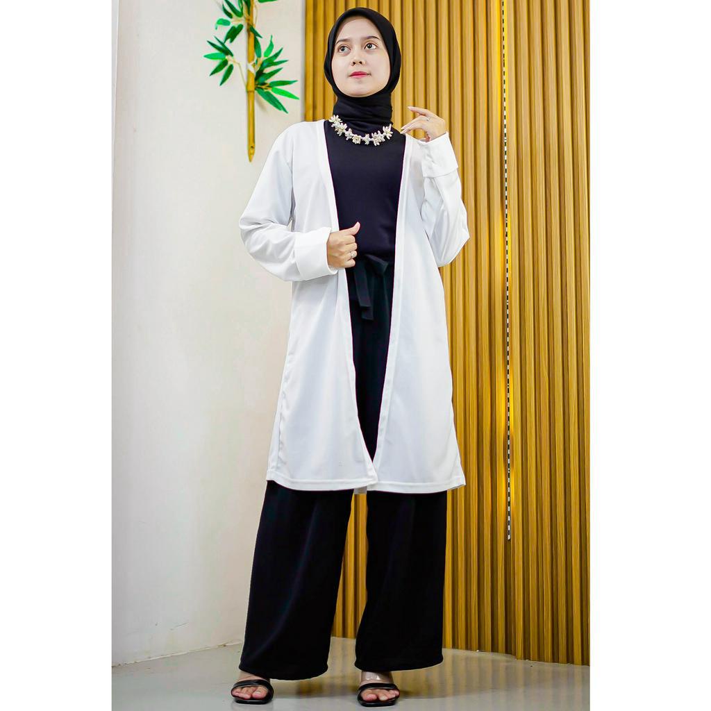 Bundling white rose / kemeja oversize inner gamis long outer / bundling kemeja oversize long outer inner gamis terbaru 2023 / paket bundling terbaru 2023