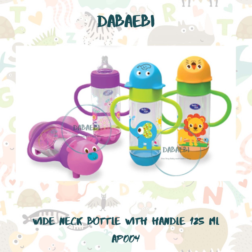 Baby Safe Wide Neck Bottle With Handle 125 ML - AP004 / Botol Susu Newborn Bayi Anak