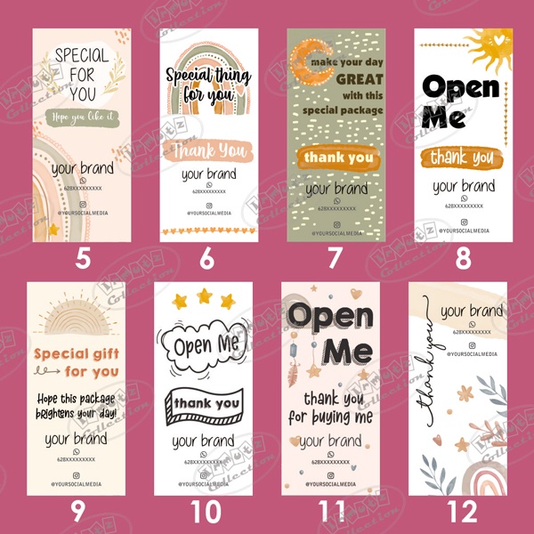 

Box Packaging Hampers Stiker Segel Custom Motif Rainbow Boho