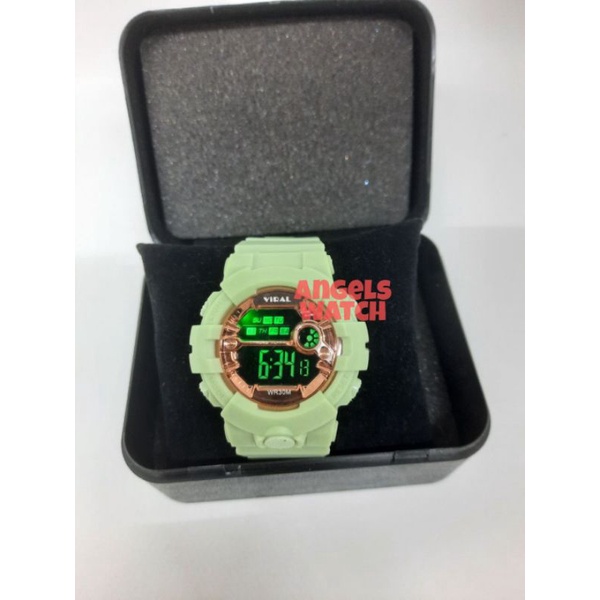 angelswatch jam tangan digital sport korean fashion dial bulat rubber untuk wanita/ pria PROMO