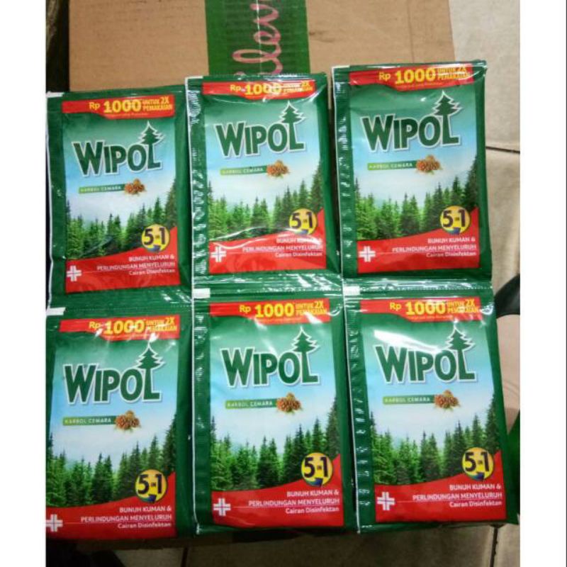 WIPOL KARBOL CEMARA Sachet 40ml (1 renceng isi 6 sachet)