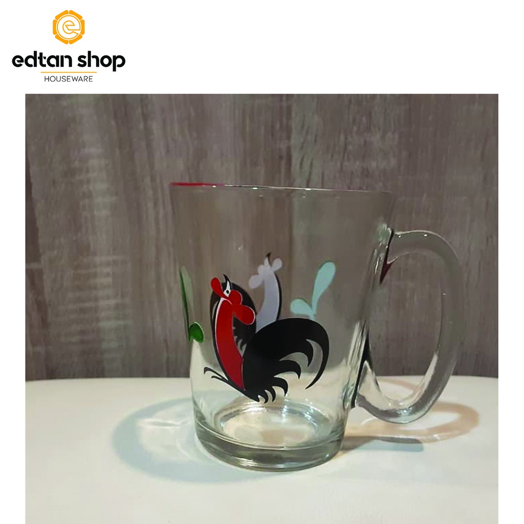 Gelas kaca ayam jago ukuran sedang gelas kaca bening gelaa kopi gelas teh gelas kaca tebal Isi 3 Pcs