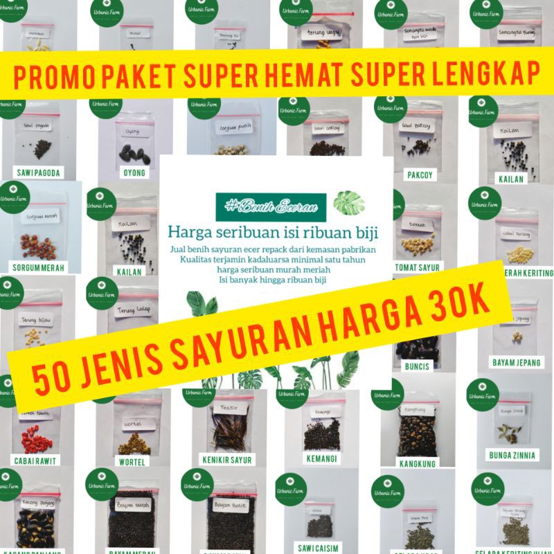 Paket benih super hemat super lengkap 50 jenis sayuran