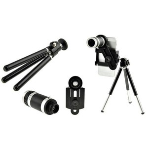 Tripod Lensa UNIVERSAL Telescope Zoom 8x + holder + Mini tripod Penyangga HP Handphone