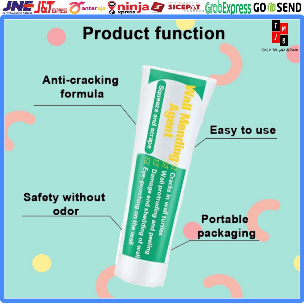 WALL MENDING PASTA  DEMPUL PENAMBAL PERBAIKAN DINDING CREAM REPAIR INSTAN WATER PROOF 250 GRA