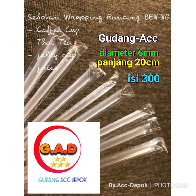 Grosir Sedotan Plastik 6mm 20cm Steril Hitam 300btng Bungkus Hegenies Kopi Lurus Lancip Runcing 620