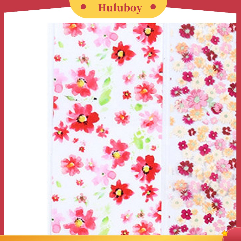 Huluboy Huluboy♡ 10 Lembar Stiker Kuku Motif Print Bunga Untuk Dekorasi Manicure