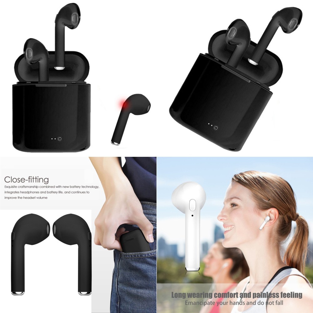 Mini Earphone HP Bluetooth 4.2 with Charging Case Keren Minimalis Earbud with Microphone Tanpa Kabel