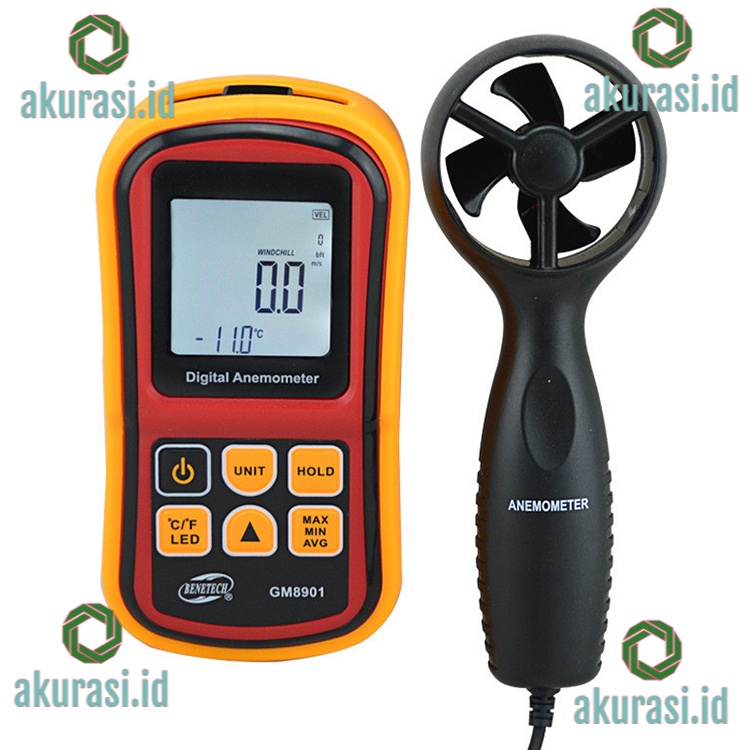 GM8901 Alat Ukur Kecepatan Angin Digital Anemometer With High Precision Wind Temperature GM 8901