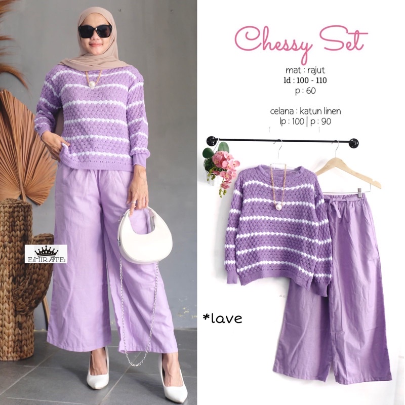CHESSY SET + KESSIE SET  ( ATASAN + CELANA ) / BEST SELLER / BISA COD-Lilac - lilac