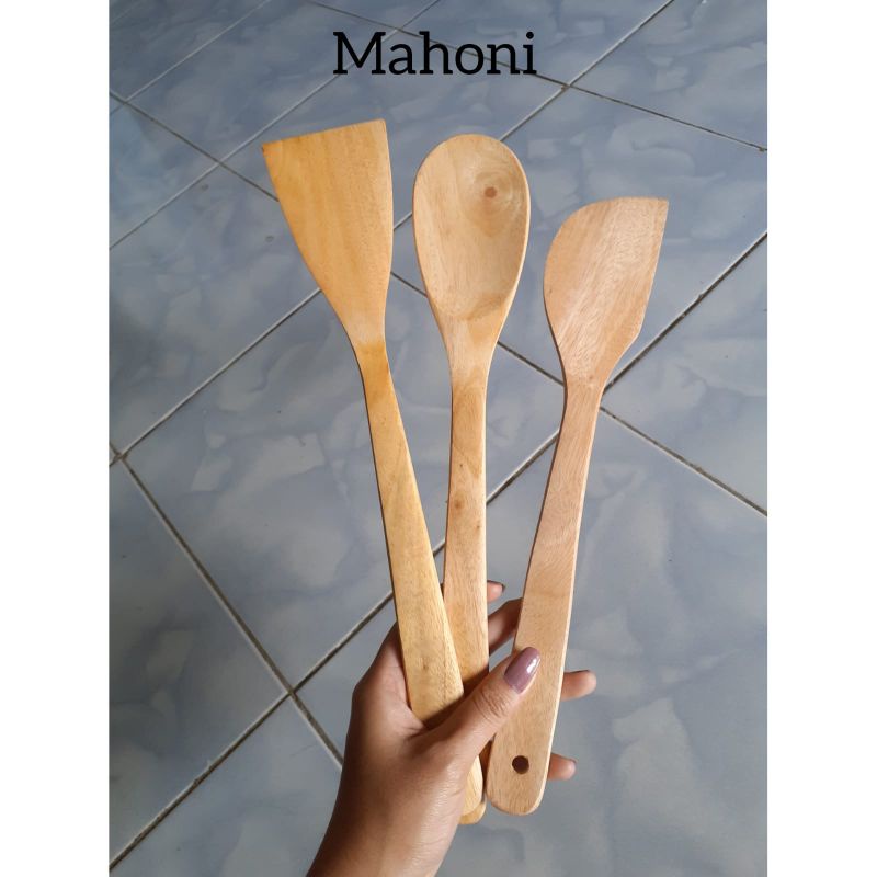 Sutil Kayu / eros kayu / sodet kayu / spatula Kayu MAHONI &amp; PINUS Panjang 30cm