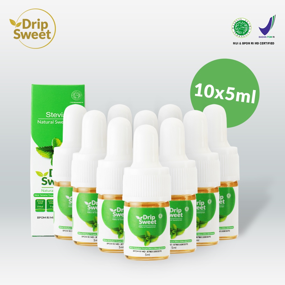 

5ml x 10 botol Drip Sweet Gula Stevia, hidup sehat tanpa gula