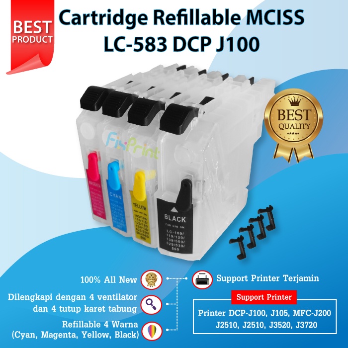 Cartridge Tinta MCISS LC535 LC539 LC583 Printer DCP-J100 J105 MFC-J200