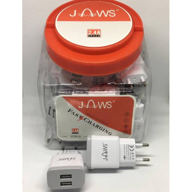 Batok Charger JAWS 2USB Kepala Casan JAWS 2USB 2.4A Fast Charging