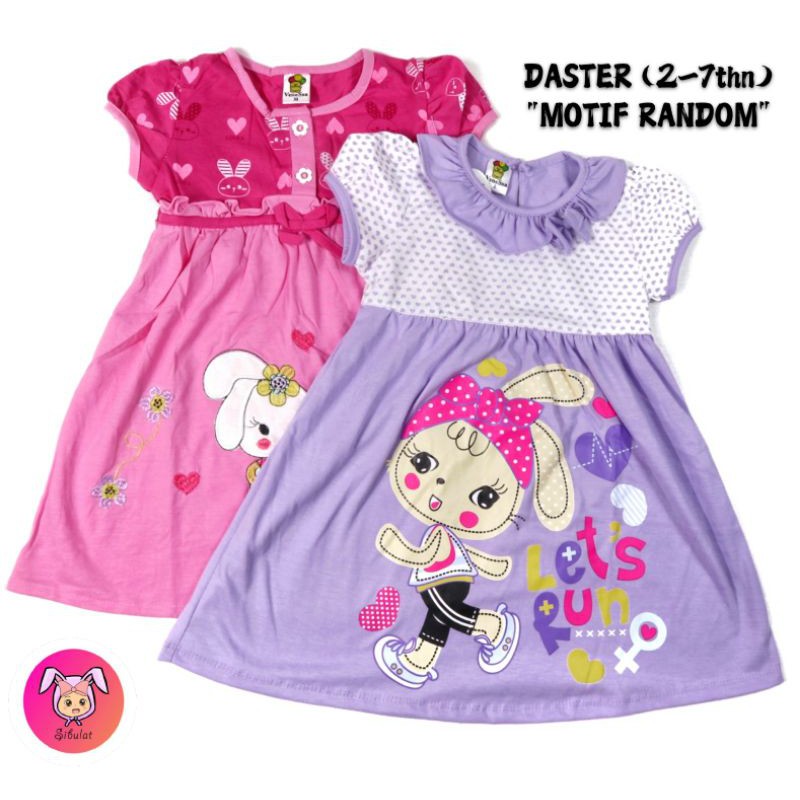 PAKET SIBULAT ISI 4PCS DASTER DRESS ANAK PEREMPUAN (VNS206) SIZE M,L,XL USIA 2-7 TAHUN PREMIUM MOTIF RANDOM