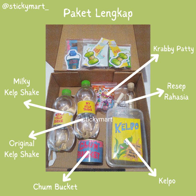 

PAKET KARTUN SPONGEBOB SECRET BOX KELP SHAKE FORMULA RAHASIA CHUM BUCKET KELPO MAKANAN ASLI + FREEBIES