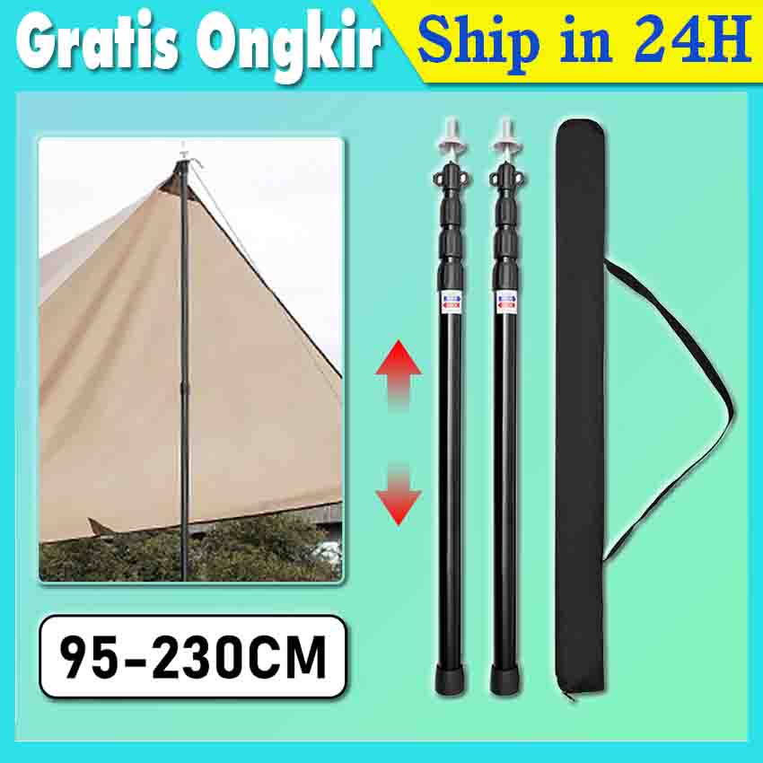 2 Pcs Tiang Flysheet Teleskopik 0.9-2.3m - untuk  Hiking Camping Tiang Tenda Tiang Tenda Camping  al