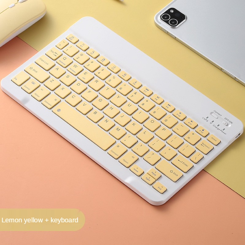 10 inch Wireless Bluetooth Keyboard  Lightweight Portable For iPad Samsung Xiaomi iPhone Colorful-Yellow Keyboard