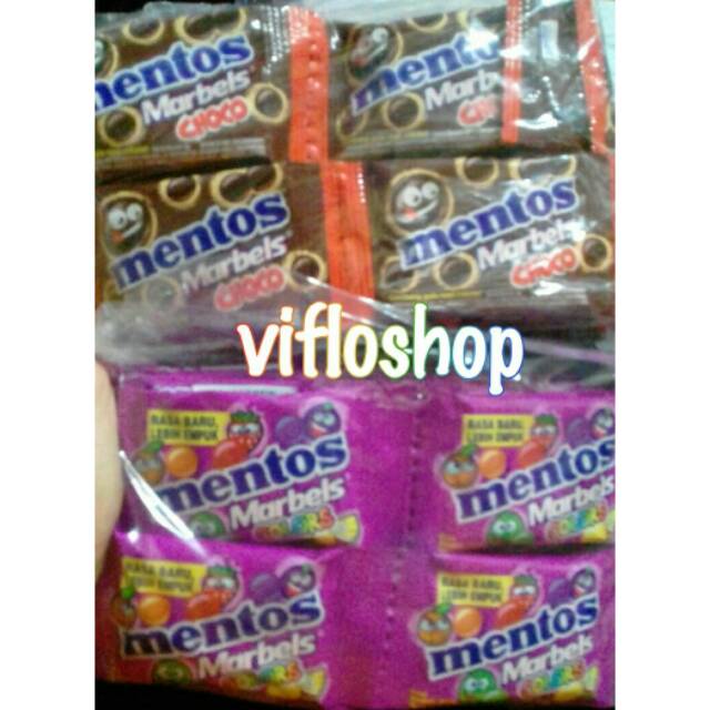 Permen Mentos Marbels (Choco & Colors) Kemasan sachet isi 24