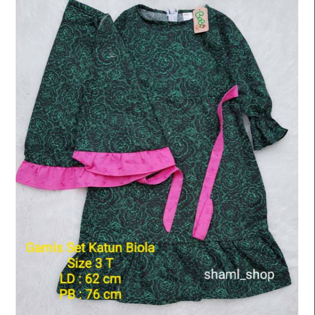 Gamis Set Anak Katun Viola Size 3 T (2-3 tahun)