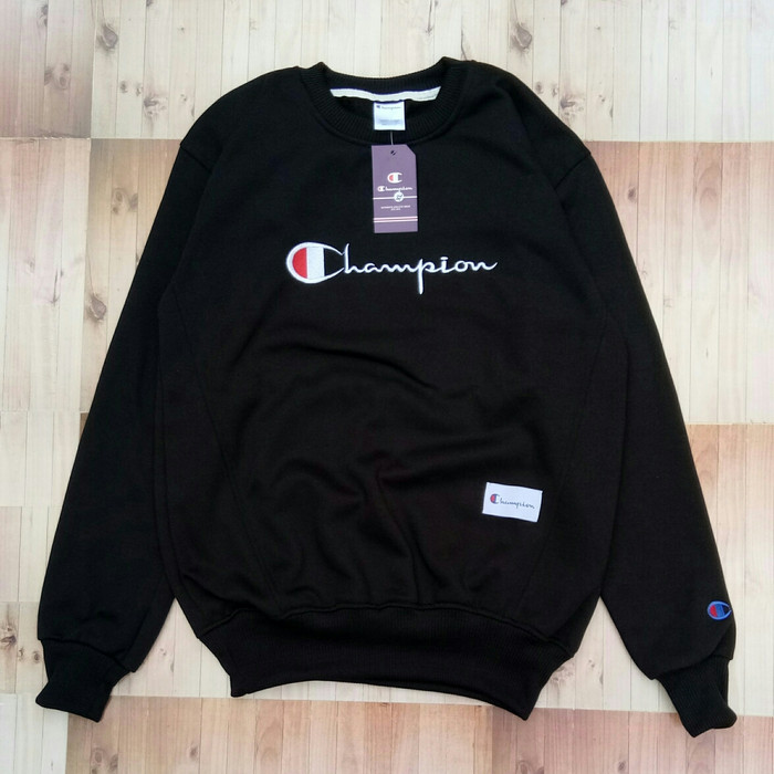 SWEATER CREWNECK CHAMPION HITAM