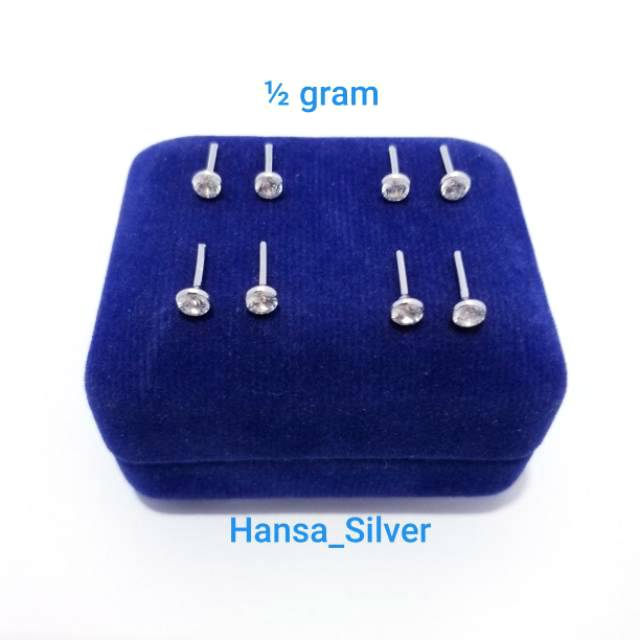 Anting Tusuk Giwang Perak Asli Silver 925 Lapis Emas Putih Mata Burung - Perak Asli 925 Anti Karat