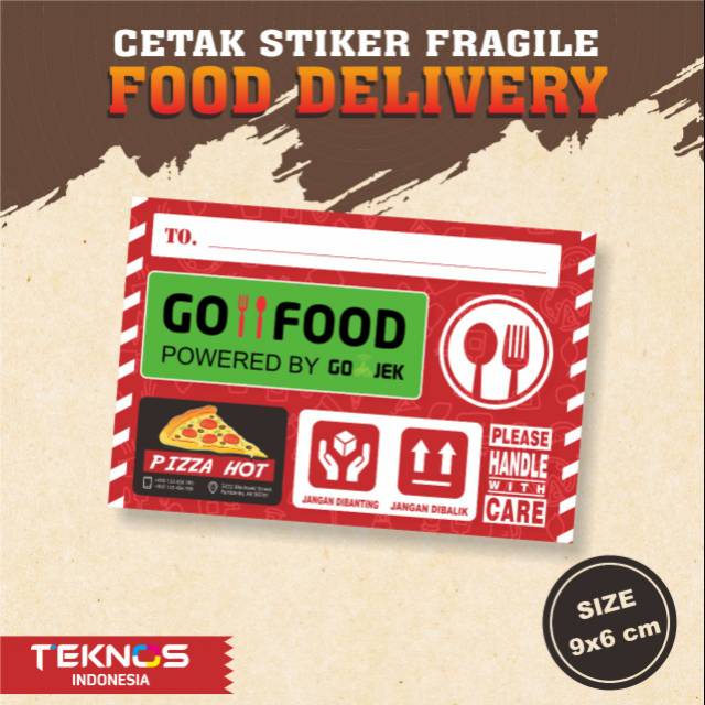 STIKER FRAGILE MAKANAN DELIVERY GO FOOD CUSTOM