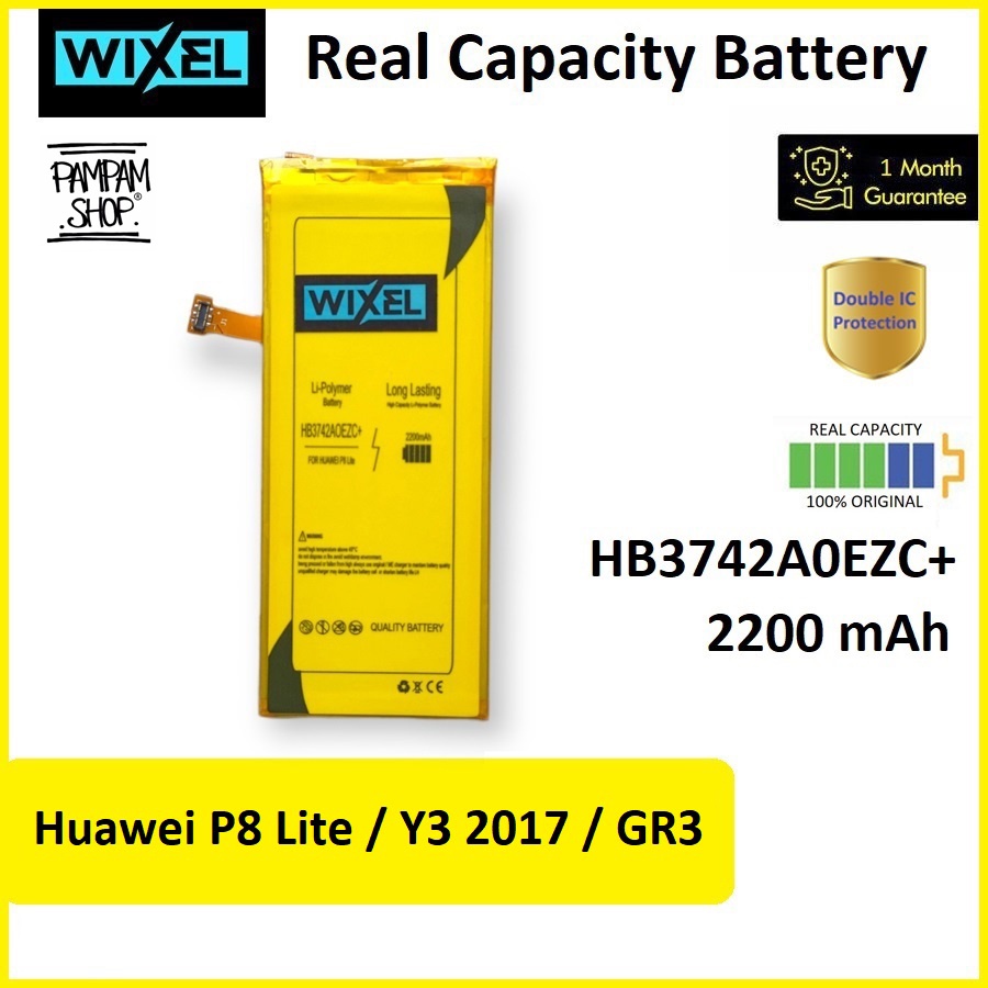 WIXEL ME Baterai Huawei HB3742A0EZC+ Ascend P8 Lite Y3 2017 CRO-L02 CRO-L03 GR3 TAG-L32 TAG-L21 Real Capacity Battery Original Ori Batre Batrai HB3742A0EZC Plus