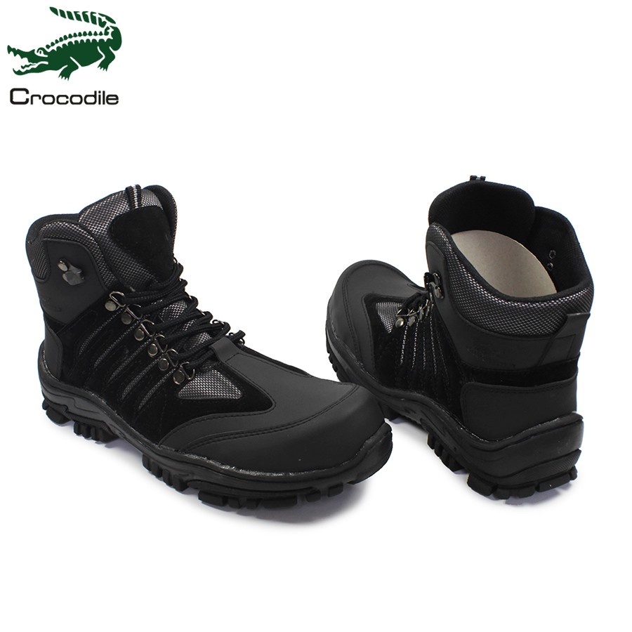 Sepatu Pria Crocodile Hauler Hitam Safety Ujung Besi Boots Suede Murah Hiking Bikers Gunung