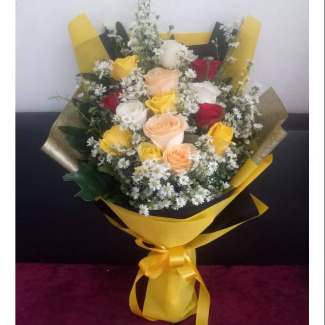 Buket bunga mawar asli bucket anniversary pernikahan