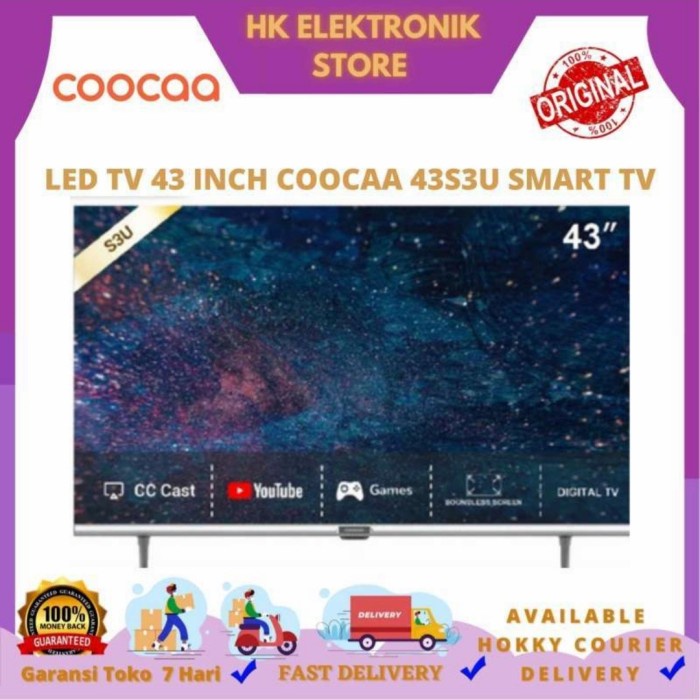 LED TV Coocaa 43S3U Digital Smart TV Bezel Less OS Coocaa Lite 3.0