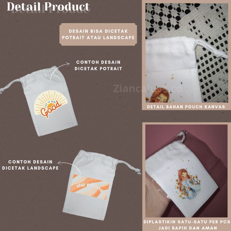 Pouch Serut Custom Kanvas (10×15cm) (15×20cm) (20×25cm)