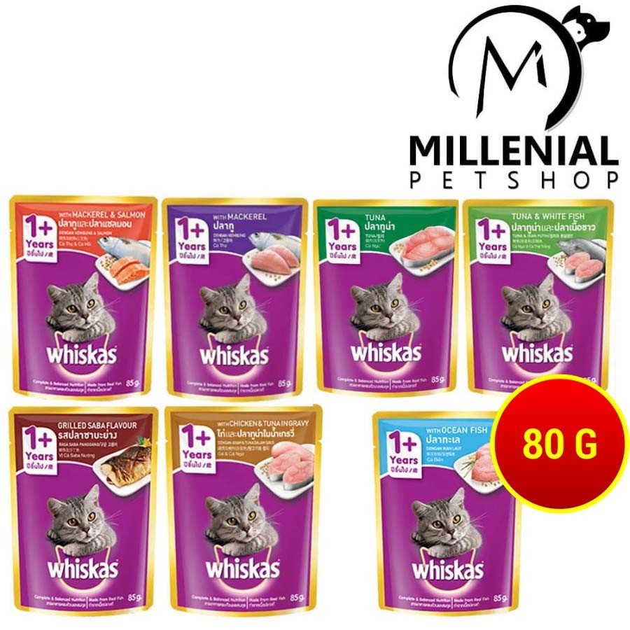 Makanan Kucing Whiskas Pouch 85 gr Saset 85gr Wiskas Basah Wet Food Kemasan Cat Food