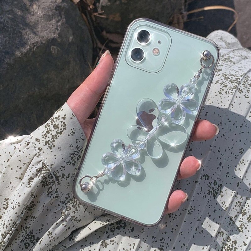 Butterfly case Bahan TPU Transparan flexible Bentuk Kupu-Kupu Dengan strap shockproof Untuk IPHONE 14 13 PRO MAX 12 11 PRO MAX 78 PLUS