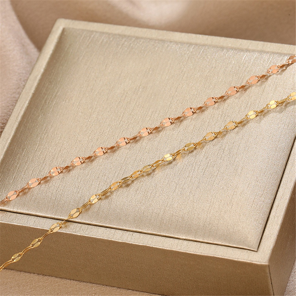 Titanium Stainless Steel Bare Chain Rose Gold Kalung Choker untuk Wanita