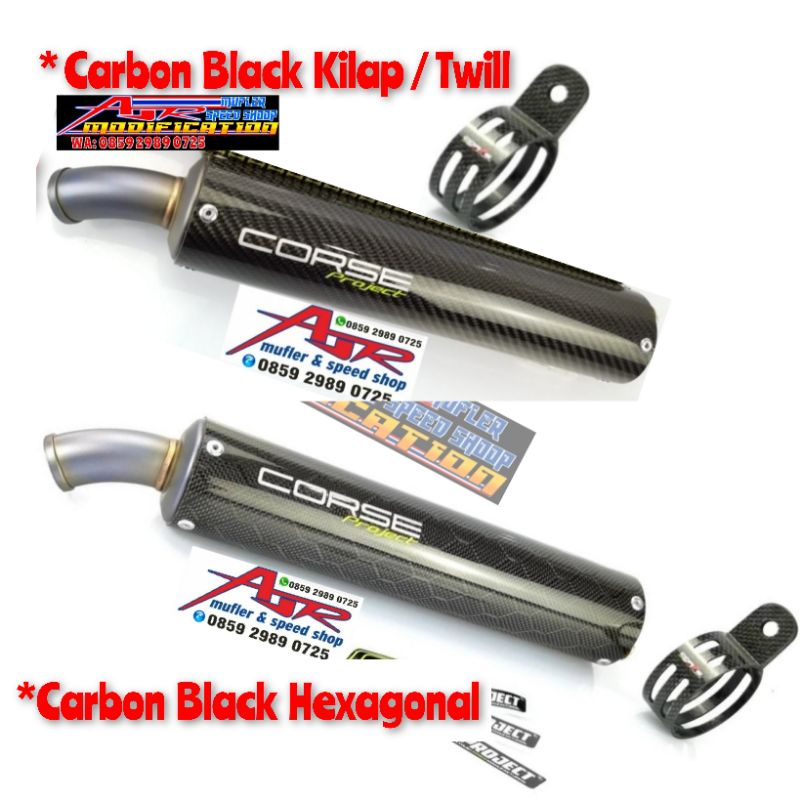 Knalpot Silincer Corse Project Carbon Karbon Kevlar ASLI ORIGINAL Black Hexagon Kawasaki Ninja R RR 
