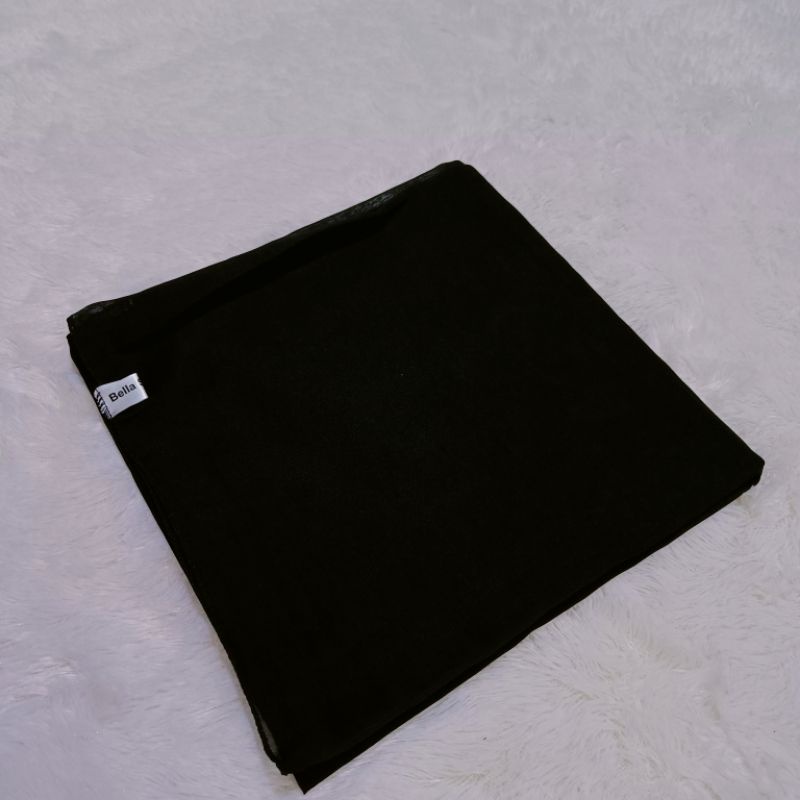 Jilbab Bella Square Laser Cut Original Polycotton PREMIUM Kerudung Segi Empat-Neci HITAM