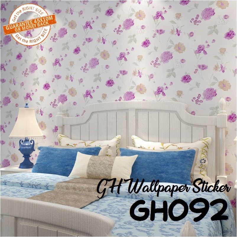 Wallpaper Sticker Wallpaper Dinding Gh Premium Quality 45CM x 8Mtr Shabby Chic (Bunga Bunga) - worldhome