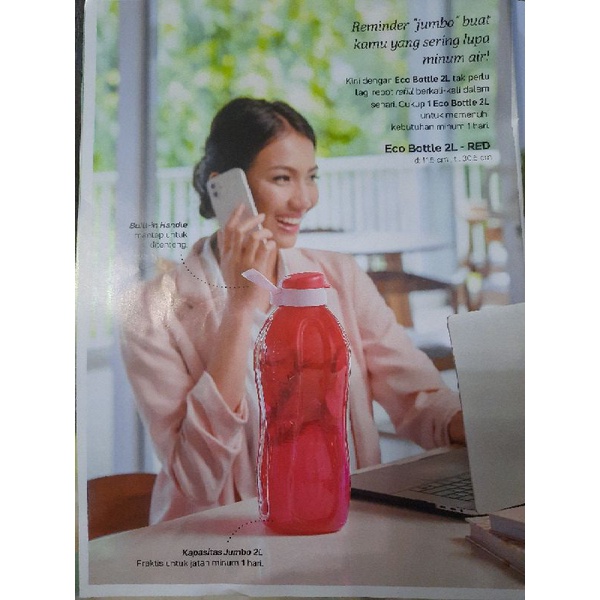 Promo Cuci Gudang Tupperware Eco Bottle 2L - Botol Minum 2 Liter Ungu &amp; Merah