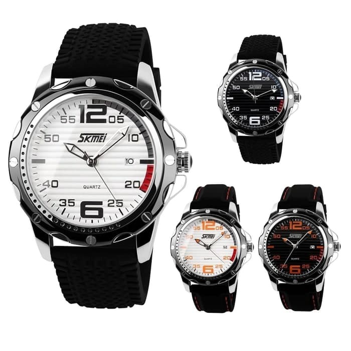 JAM TANGAN SKMEI PRIA ORIGINAL CASUAL TALI KULIT TANGGAL AKTIF TAHAN AIR BERGARANSI SIMPLE