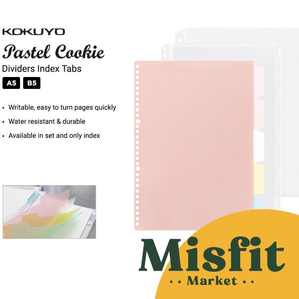 

<KeL ☼> KOKUYO Campus Pastel Cookie Loose Leaf Binder Divider Index Tabs w/ Clear Zipper Dividers A5 B5 Pembatas ||Ready melimpah