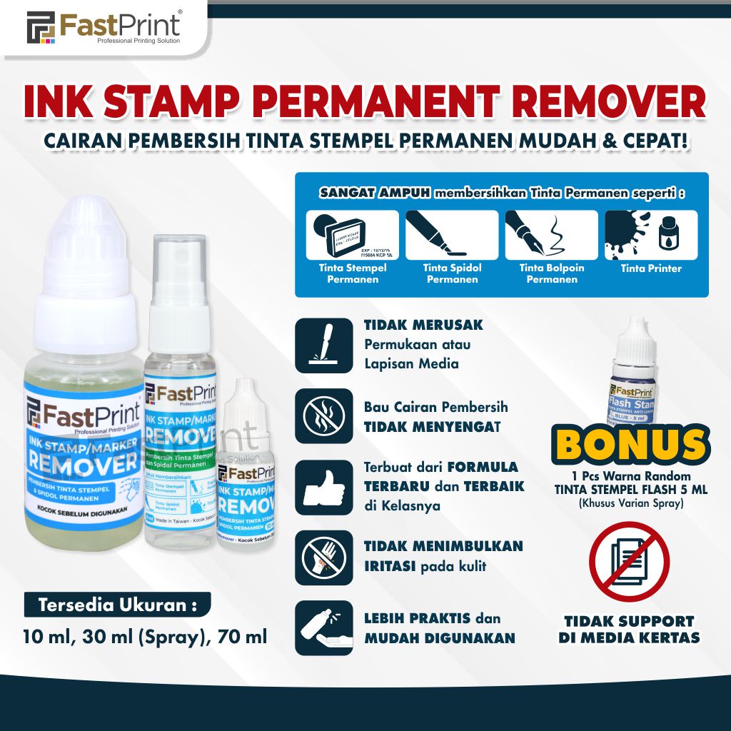 Fast Print Cairan Pembersih Penghapus Tinta Permanen