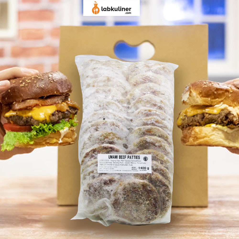 

Beef Patties Daging Burger Sapi Umami 1400gr isi 26pcs