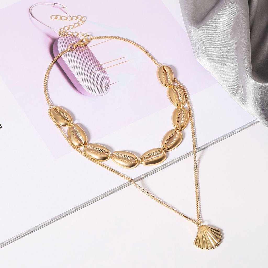 Preva Multilayer Shell Kalung Fashion Rantai Choker Hadiah Perhiasan Pantai